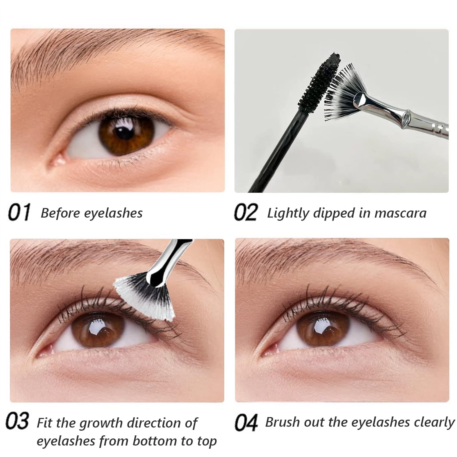MAYCREATE Eyebrow Brush, Folding Angle Scalloped Lash Brush, Mascara Fan Brush for Upper Lower Eye Lash, Multifunctional Angled Fan Shaped Eyelash Brush Lash Wand Brush Makeup Tool MAYCREATE Eyebrow Brush, Folding Angle Scalloped Lash Brush, Mascara Fan Brush for Upper Lower Eye Lash, Multifunctional Angled Fan Shaped Eyelash Brush Lash Wand Brush Makeup Tool